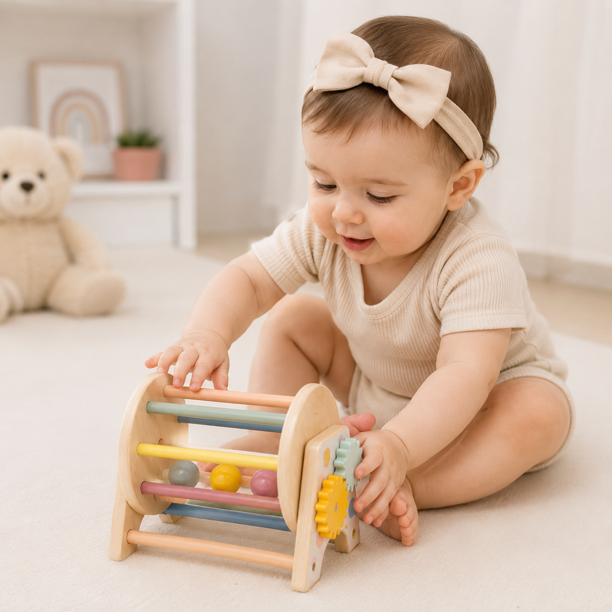 JUGUETE MONTESSORI 3 EN 1 GIRATORIO DE MADERA PARA BEBÉS