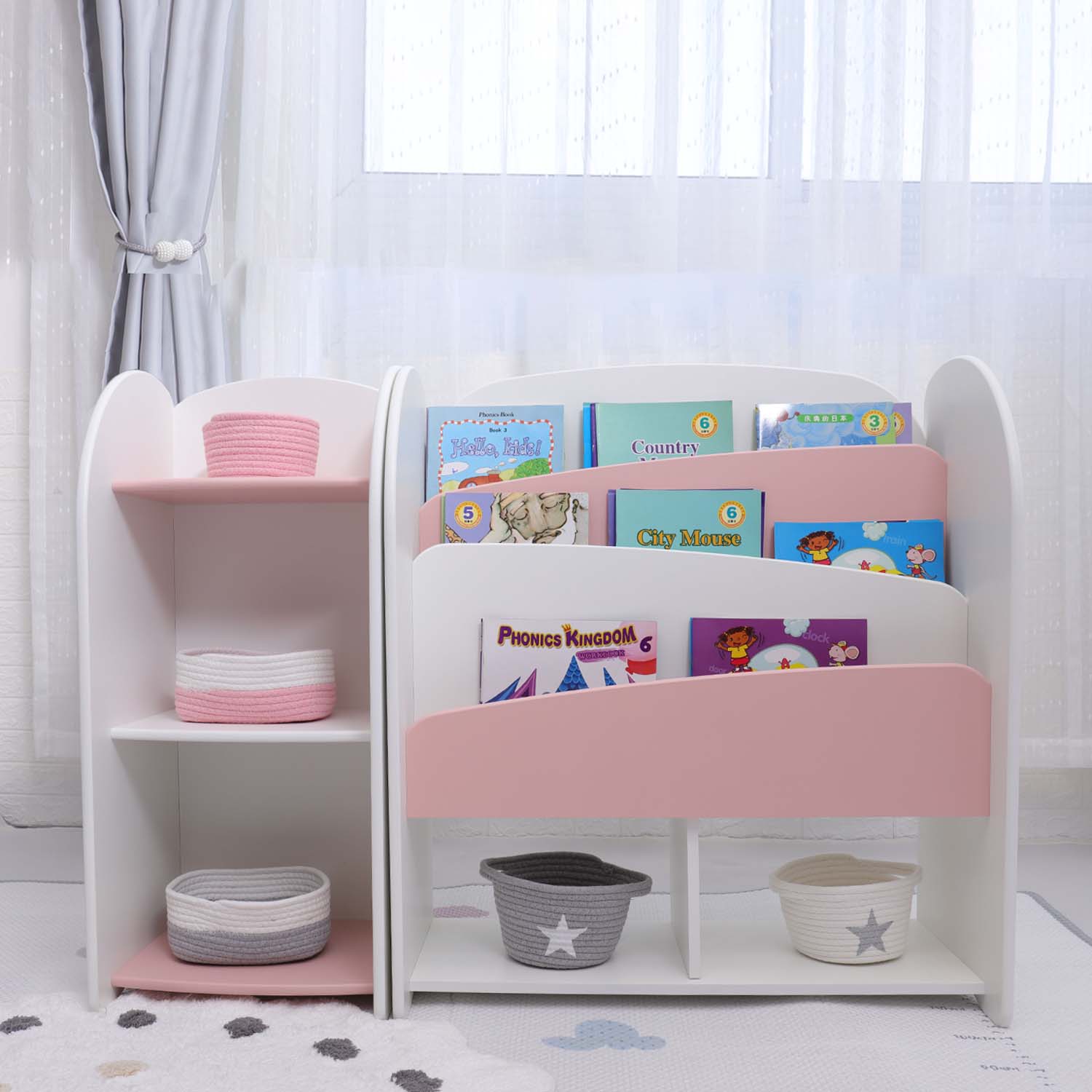 LIBRERO PARA NIÑOS + GABINETE DE DE 3 CAPAS DE ALMACENAMIENTO